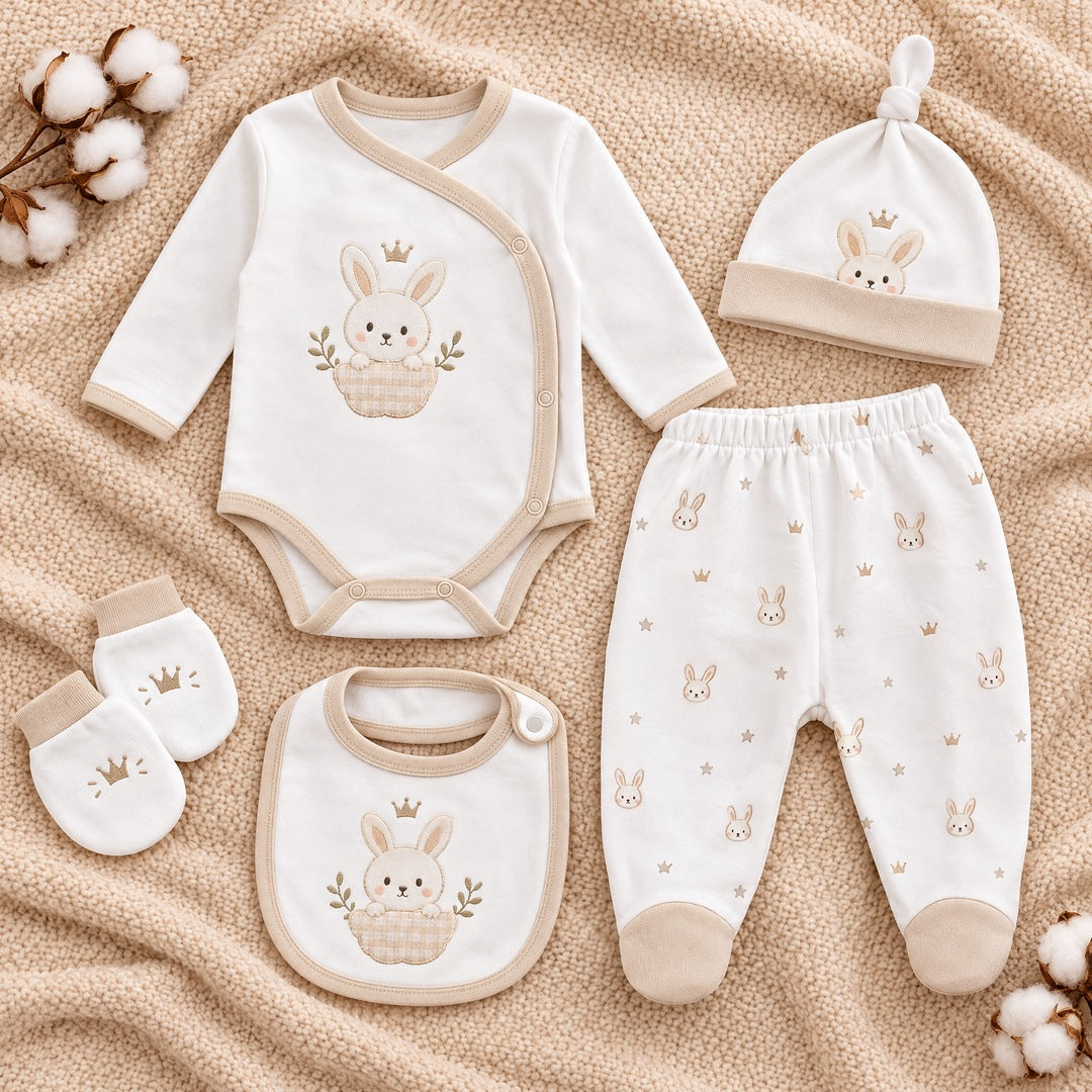 Set za novorođenče od 5 delova Little Baby zeka – Bež