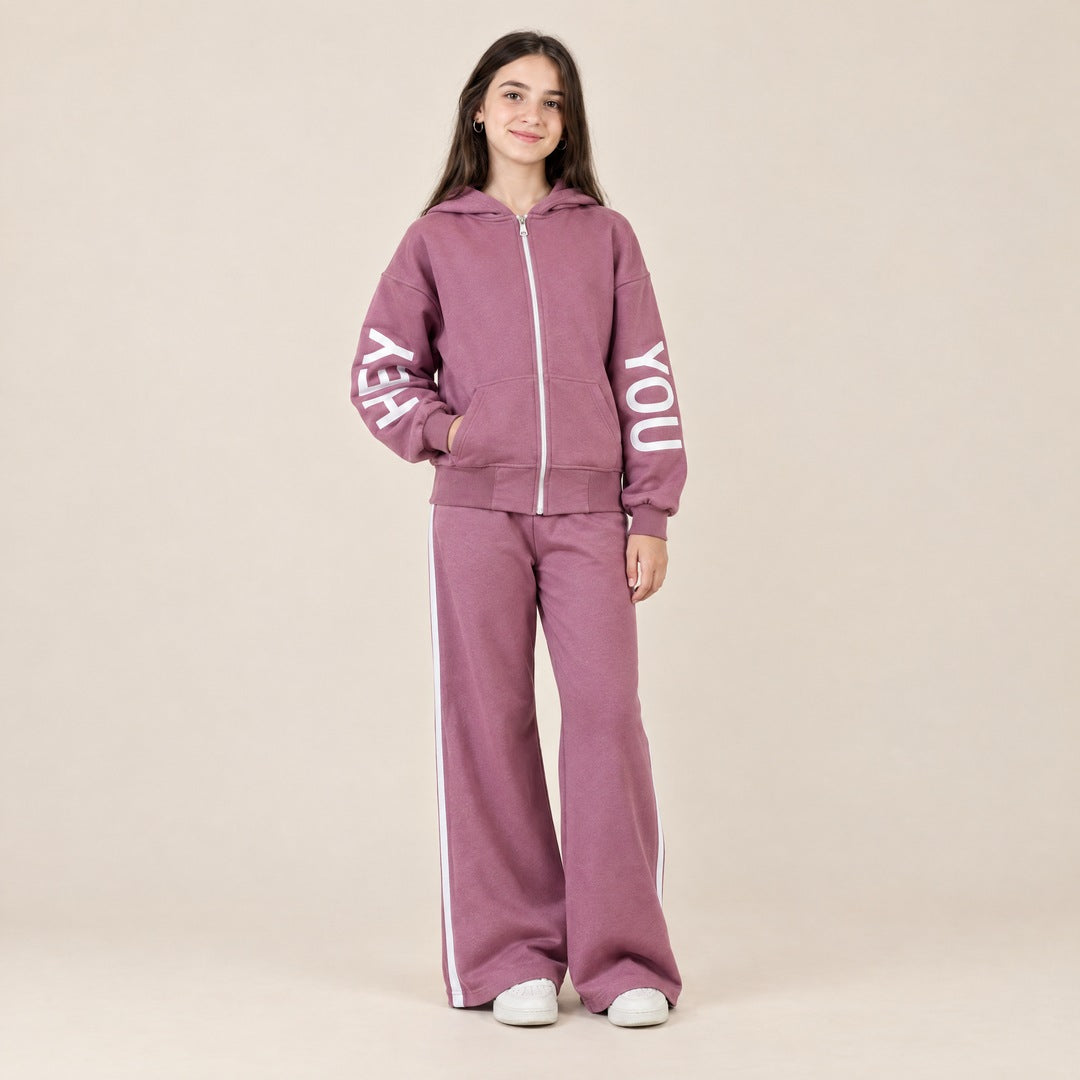 Trenerka Hey You sa širokim pantalonama – Starinsko roze