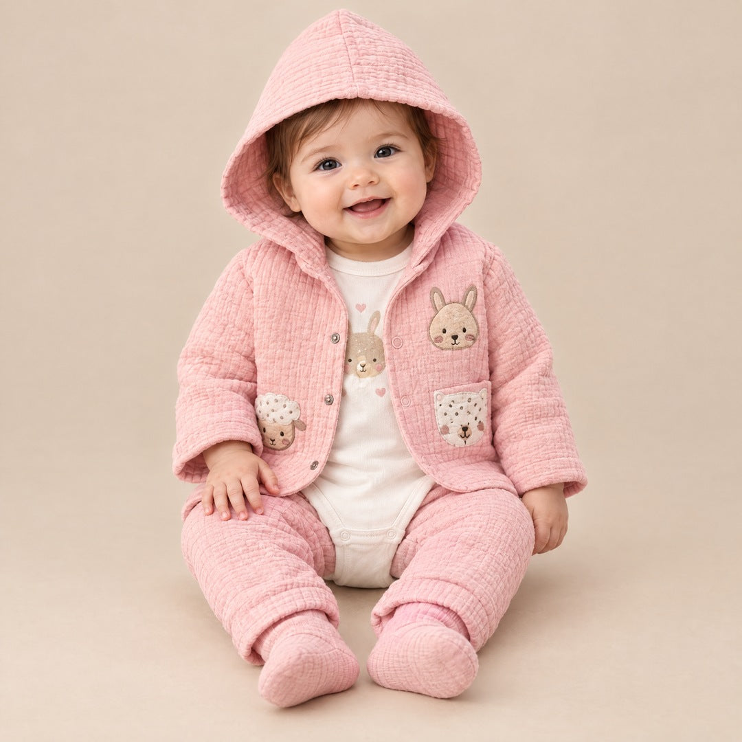 Jaknica sa zekom, bodi i donji deo za bebe devojčice – Roze