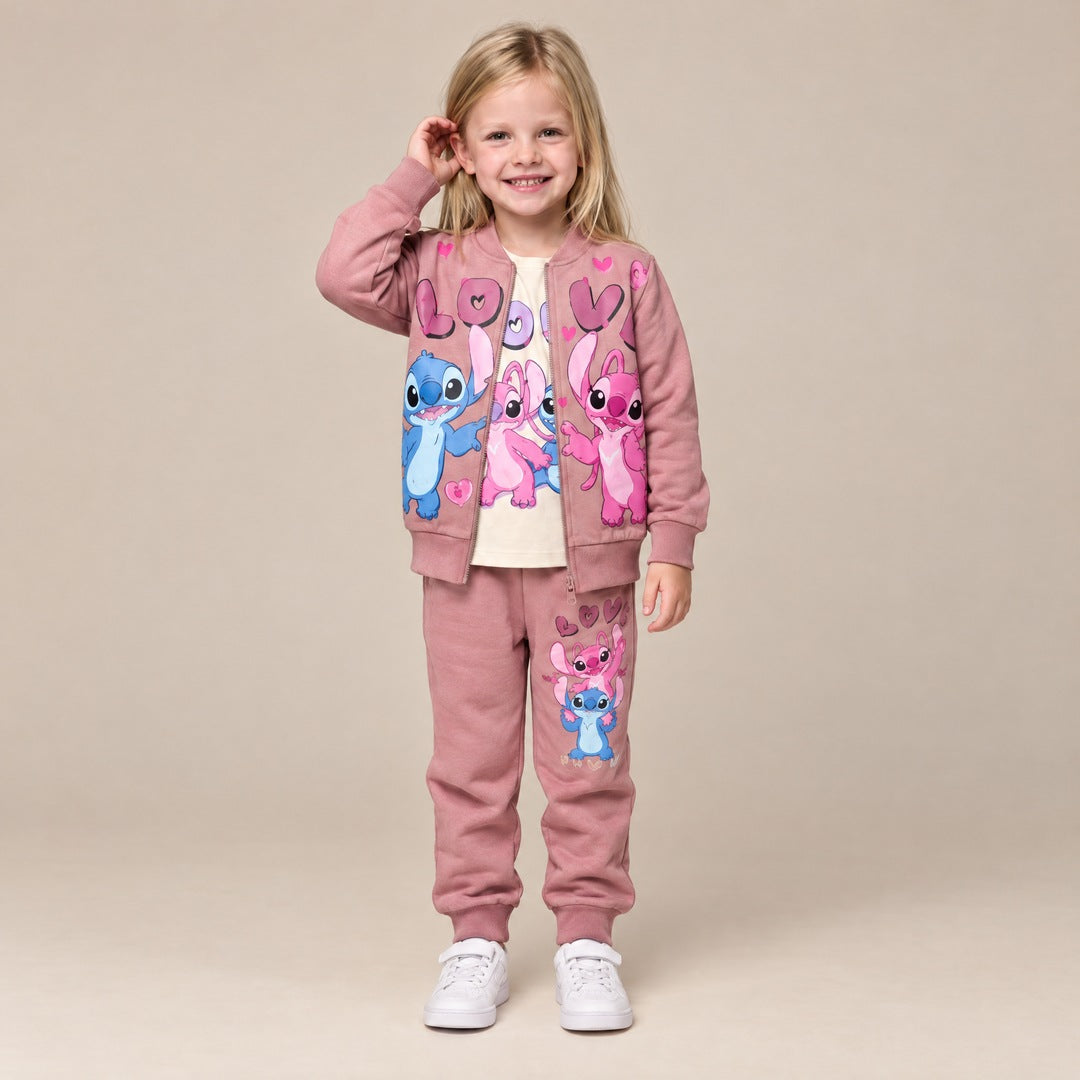 Komplet od 3 dela Stitch za devojčice – Starinsko roze