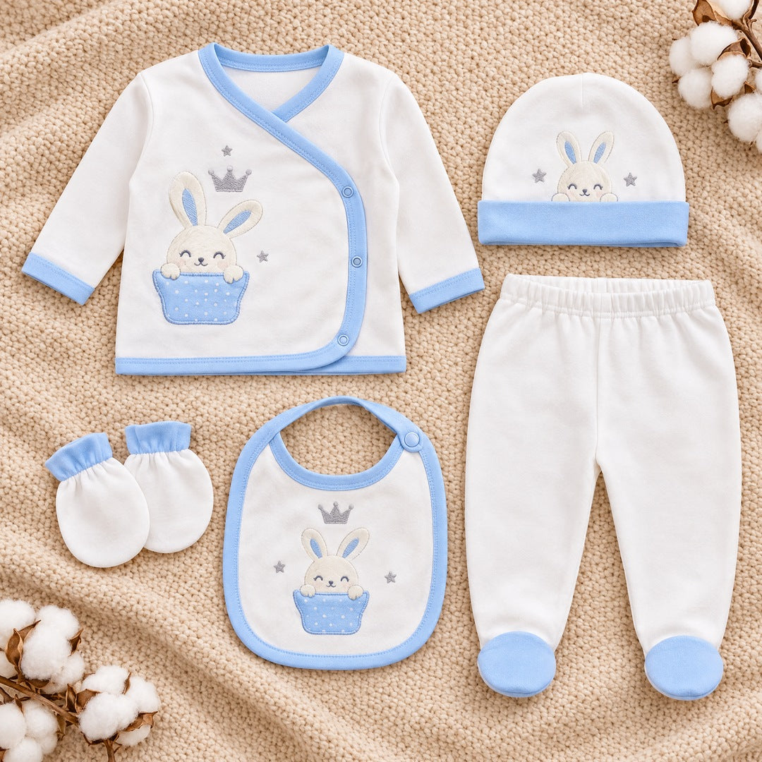 Set za novorođenče od 5 delova Little Baby zeka – Plava