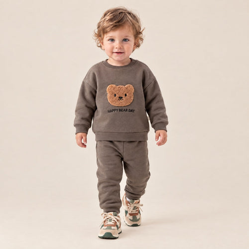 Duks sa vezenim medvedićem i donji deo za bebe – Taupe