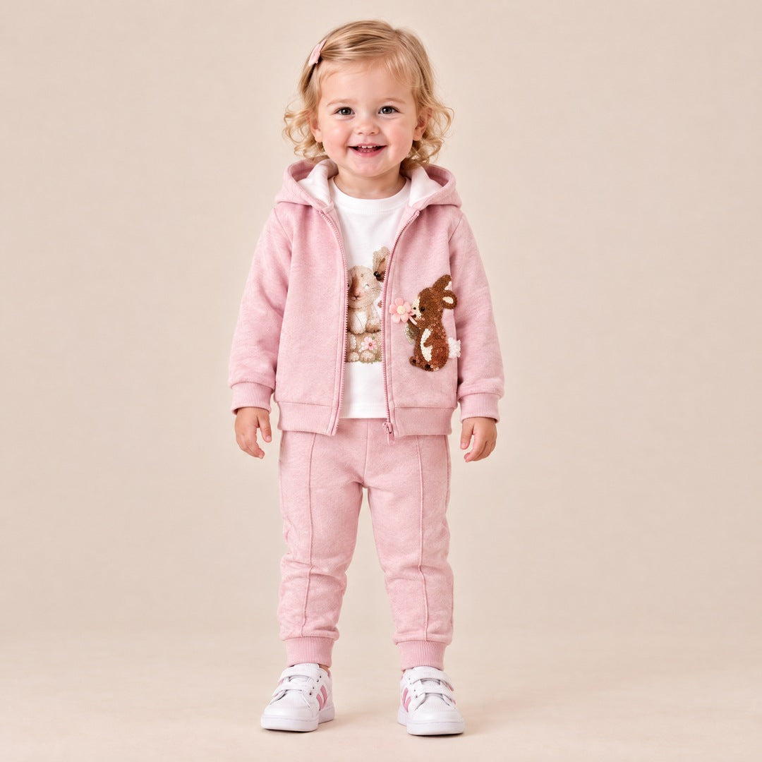 Jaknica sa zekom, majica i donji deo za bebe devojčice – Roze