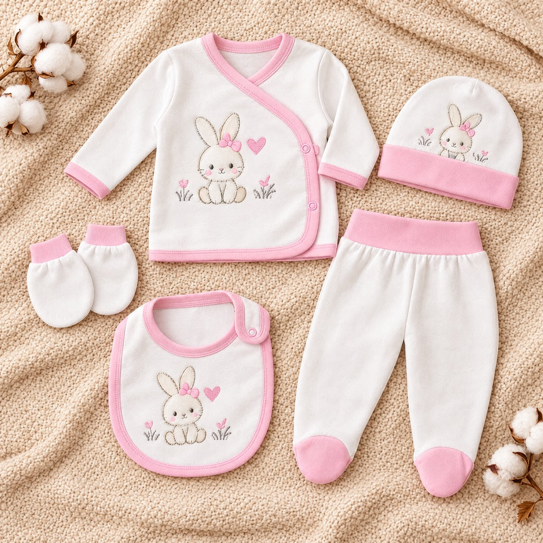 Set za novorođenče od 5 delova Little Baby zeka – Roze