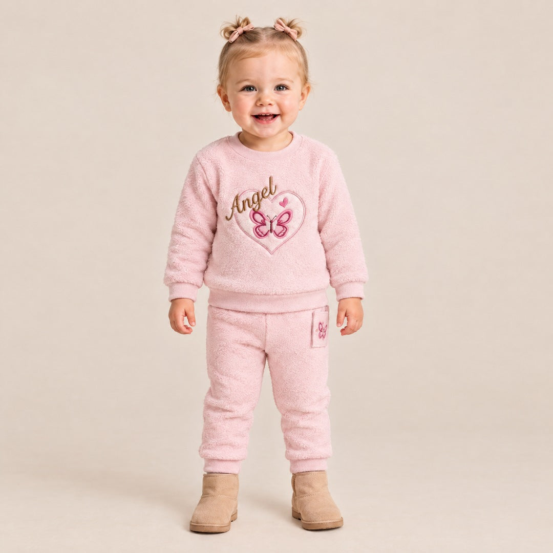Duks Angel sa leptirom i donji deo za bebe – Roze