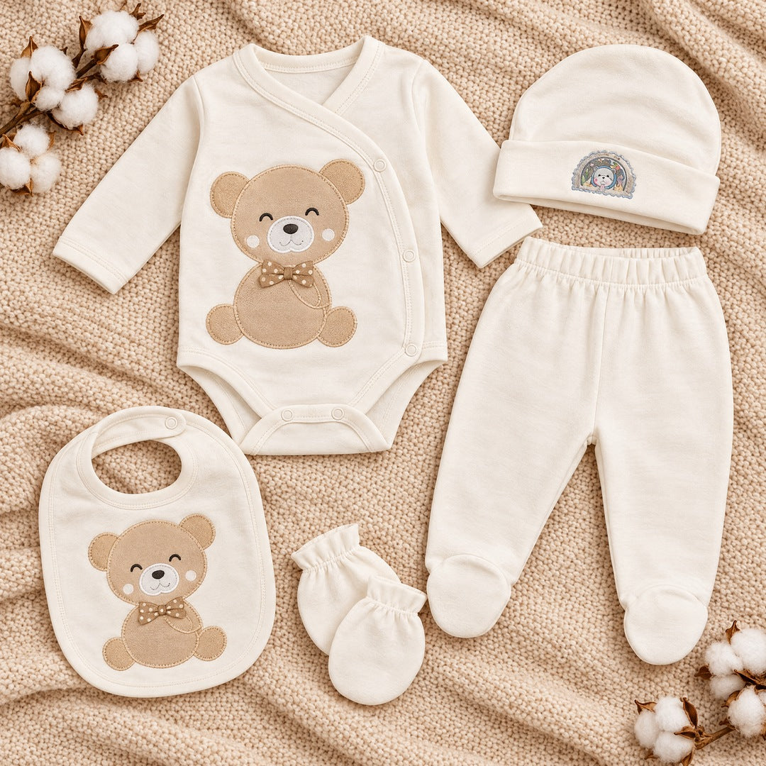 Set za novorođenče od 5 delova My First Bear – Bež