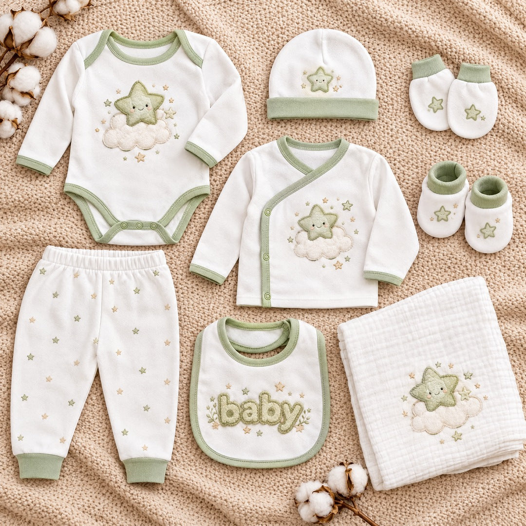 Organski set za novorođenče od 10 delova Baby zvezdice – Standard