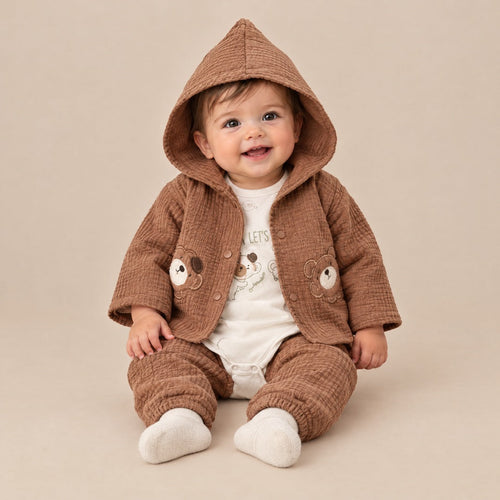 Jaknica sa medom, bodi i donji deo za bebe – Braon