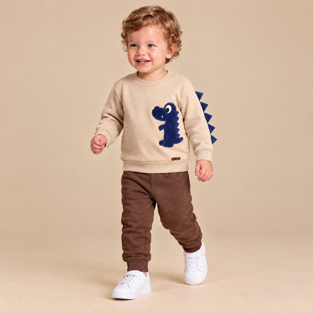 Duks sa dinosaurusom i donji deo za bebe – Braon