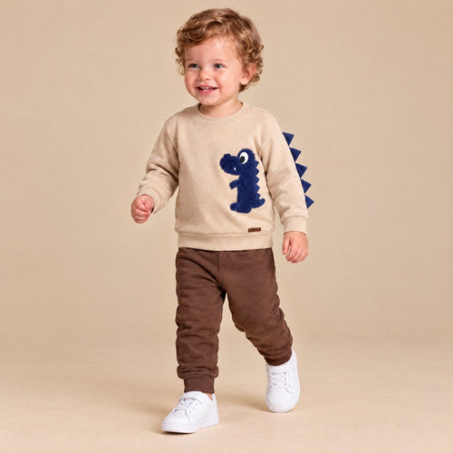 Duks sa dinosaurusom i donji deo za bebe – Braon